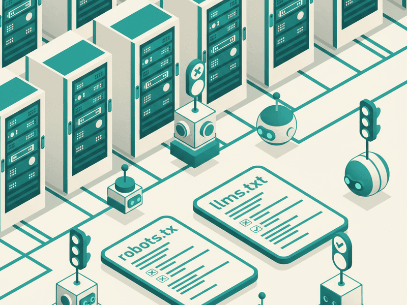 Isometric illustration for llms txt ai crawler guide article