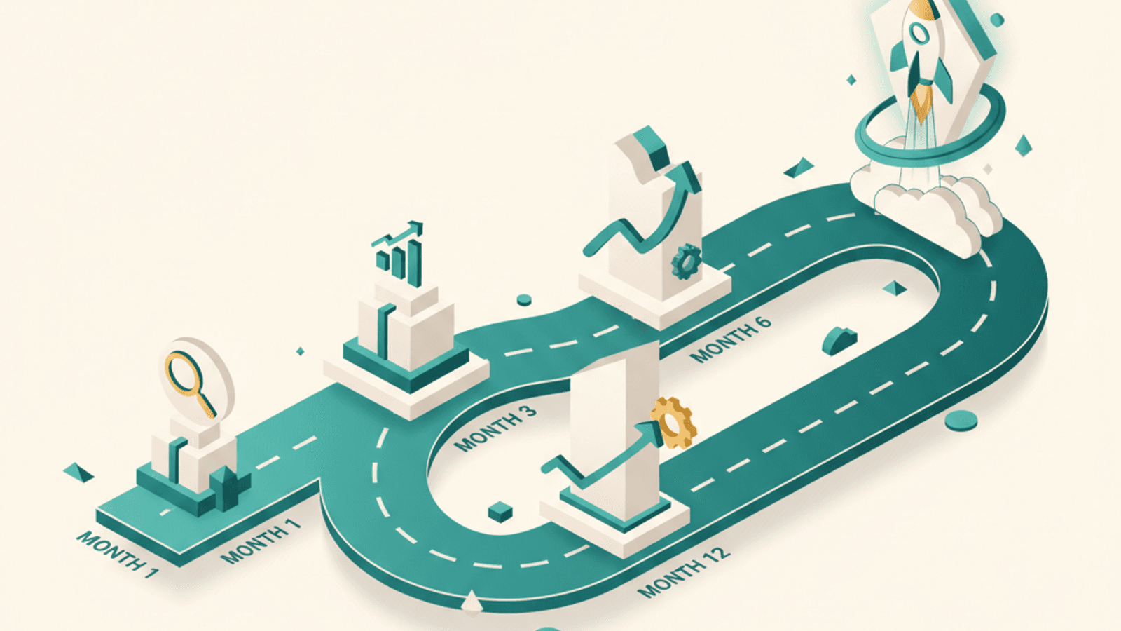 Isometric illustration for seo timeline article