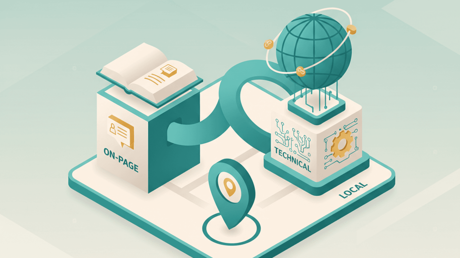 Isometric illustration for types of seo article